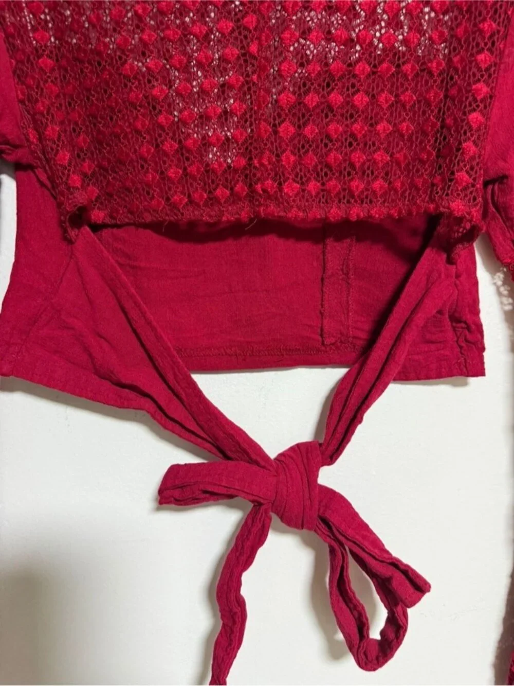 Free People Intimately Lace Tie Back Crop Top Red Size XS
